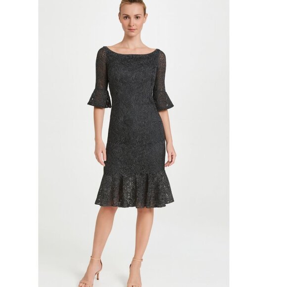 La Femme Mermaid Hem Embroidered Mesh Sheath Dress 8 Silver NEW - Picture 1 of 8